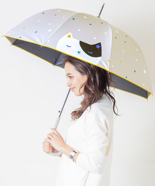 macocca（マコッカ）の「完全遮光晴雨兼用 ジャンプ傘 大きい猫柄（長傘・レディース・グレー/オフホワイト/ブラック・FREE）」の19枚目の写真