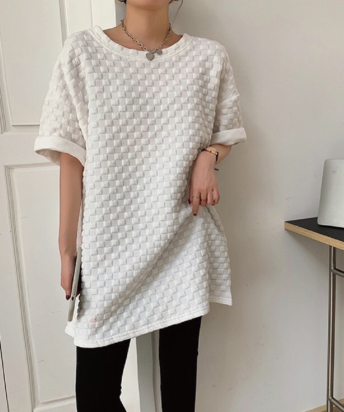 meJane（ミージェーン）の「ぷっくりフクレジャガード オーバーシルエットTee（Tシャツ/カットソー・レディース・ホワイト/ブラック・FREE）」の3枚目の写真