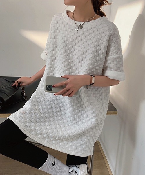 meJane（ミージェーン）の「ぷっくりフクレジャガード オーバーシルエットTee（Tシャツ/カットソー・レディース・ホワイト/ブラック・FREE）」の6枚目の写真