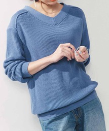 IEDIT ざっくりとした編地のコットン100%ハンサムニット