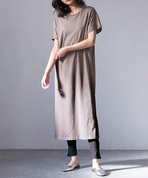 RANAN(ラナン)の「〈Beautiful Cotton〉セットアップ/UVカット/接触冷感 ワンピースセット(ワンピース・レディース・チャコール/ライトグレー/ブラック/ブラック×グレー/ベージュ/ダークブルー/ネイビー・M/LL/L)」の1枚目の写真