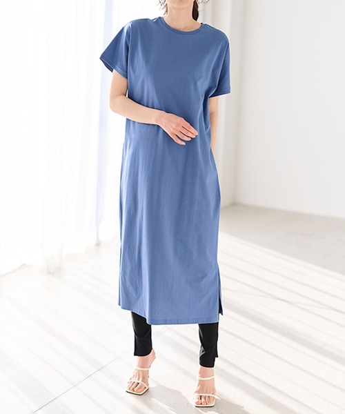 RANAN(ラナン)の「〈Beautiful Cotton〉セットアップ/UVカット/接触冷感 ワンピースセット(ワンピース・レディース・チャコール/ライトグレー/ブラック/ブラック×グレー/ベージュ/ダークブルー/ネイビー・M/LL/L)」の7枚目の写真