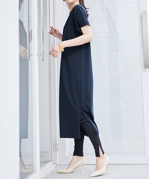 RANAN(ラナン)の「〈Beautiful Cotton〉セットアップ/UVカット/接触冷感 ワンピースセット(ワンピース・レディース・チャコール/ライトグレー/ブラック/ブラック×グレー/ベージュ/ダークブルー/ネイビー・M/LL/L)」の6枚目の写真
