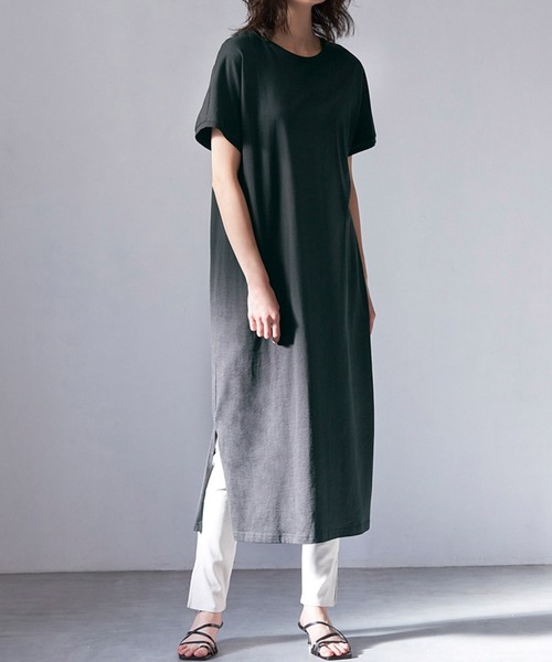 RANAN(ラナン)の「〈Beautiful Cotton〉セットアップ/UVカット/接触冷感 ワンピースセット(ワンピース・レディース・チャコール/ライトグレー/ブラック/ブラック×グレー/ベージュ/ダークブルー/ネイビー・M/LL/L)」の3枚目の写真