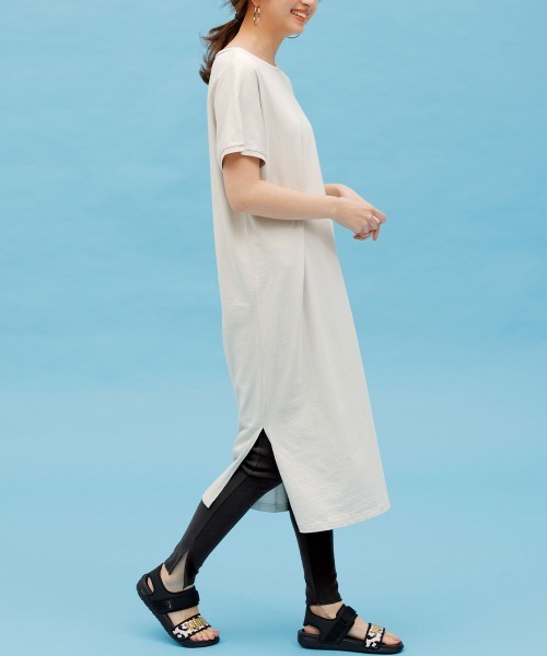 RANAN(ラナン)の「〈Beautiful Cotton〉セットアップ/UVカット/接触冷感 ワンピースセット(ワンピース・レディース・チャコール/ライトグレー/ブラック/ブラック×グレー/ベージュ/ダークブルー/ネイビー・M/LL/L)」の9枚目の写真