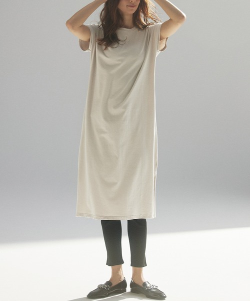 RANAN(ラナン)の「〈Beautiful Cotton〉セットアップ/UVカット/接触冷感 ワンピースセット(ワンピース・レディース・チャコール/ライトグレー/ブラック/ブラック×グレー/ベージュ/ダークブルー/ネイビー・M/LL/L)」の8枚目の写真