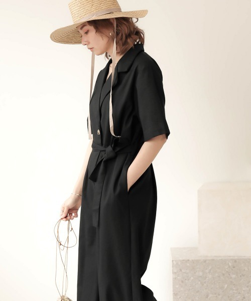 Bab(バブ)の「【WEB限定】コットンリネンオールインワン(サロペット/オーバーオール・レディース・ブラック/ベージュ/ホワイト系その他・38)」の2枚目の写真