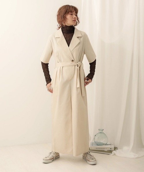 Bab(バブ)の「【WEB限定】コットンリネンオールインワン(サロペット/オーバーオール・レディース・ブラック/ベージュ/ホワイト系その他・38)」の4枚目の写真