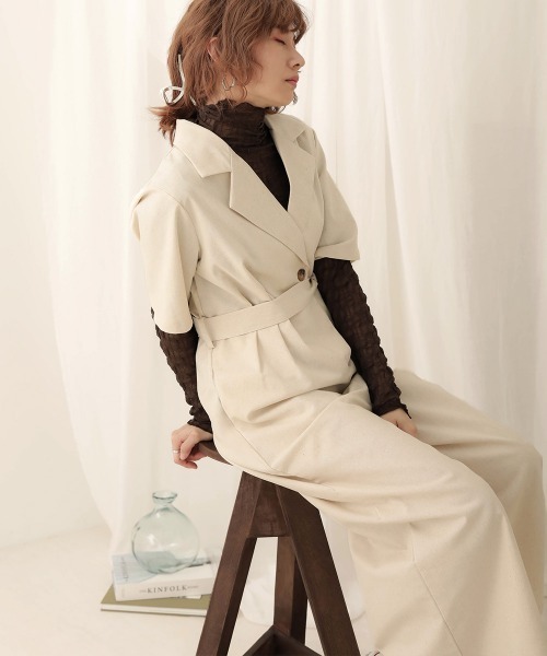 Bab(バブ)の「【WEB限定】コットンリネンオールインワン(サロペット/オーバーオール・レディース・ブラック/ベージュ/ホワイト系その他・38)」の9枚目の写真