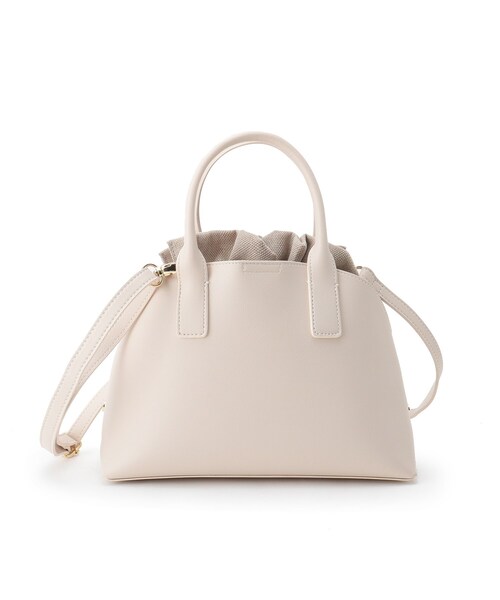 index（インデックス）の「◆巾着付ミニボストン（ボストンバッグ・レディース・ライトグレー/オフホワイト/ベビーピンク・00）」の2枚目の写真