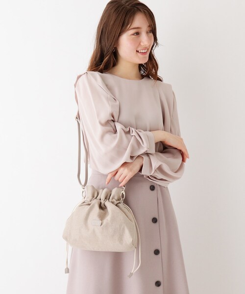 index（インデックス）の「◆巾着付ミニボストン（ボストンバッグ・レディース・ライトグレー/オフホワイト/ベビーピンク・00）」の8枚目の写真