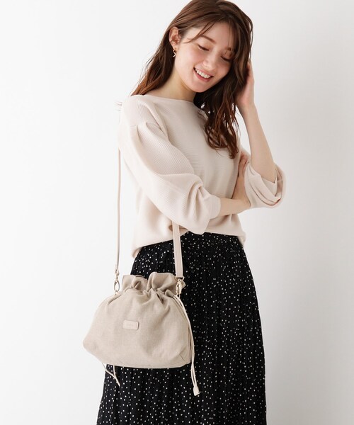 index（インデックス）の「◆巾着付ミニボストン（ボストンバッグ・レディース・ライトグレー/オフホワイト/ベビーピンク・00）」の4枚目の写真