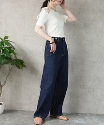 リサイクルデニム 脚長ストレートパンツ