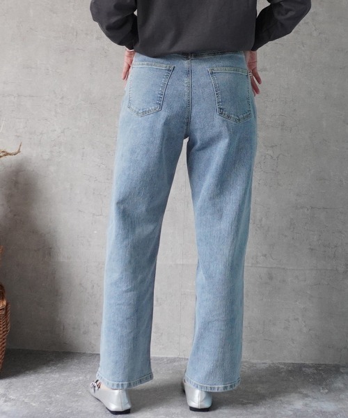SELECT LEVERY（セレクトリベリー）の「リサイクルデニム 脚長ストレートパンツ（デニムパンツ・レディース・ライトブルー/ネイビー/ブルー/ダークグレー/ブラック/ケミカルウォッシュ・SMALL/MEDIUM/X-LARGE/LARGE）」の7枚目の写真
