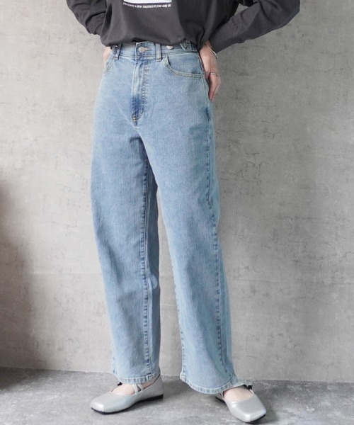 SELECT LEVERY（セレクトリベリー）の「リサイクルデニム 脚長ストレートパンツ（デニムパンツ・レディース・ライトブルー/ネイビー/ブルー/ダークグレー/ブラック/ケミカルウォッシュ・SMALL/MEDIUM/X-LARGE/LARGE）」の8枚目の写真