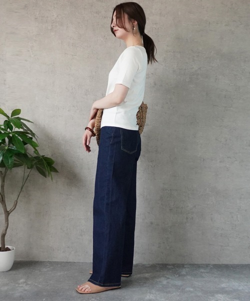 SELECT LEVERY（セレクトリベリー）の「リサイクルデニム 脚長ストレートパンツ（デニムパンツ・レディース・ライトブルー/ネイビー/ブルー/ダークグレー/ブラック/ケミカルウォッシュ・SMALL/MEDIUM/X-LARGE/LARGE）」の10枚目の写真