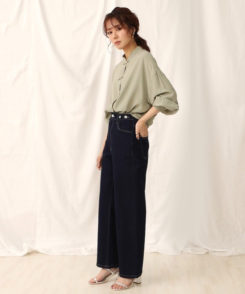 SELECT LEVERY（セレクトリベリー）の「リサイクルデニム 脚長ストレートパンツ（デニムパンツ・レディース・ライトブルー/ネイビー/ブルー/ダークグレー/ブラック/ケミカルウォッシュ・SMALL/MEDIUM/X-LARGE/LARGE）」の18枚目の写真