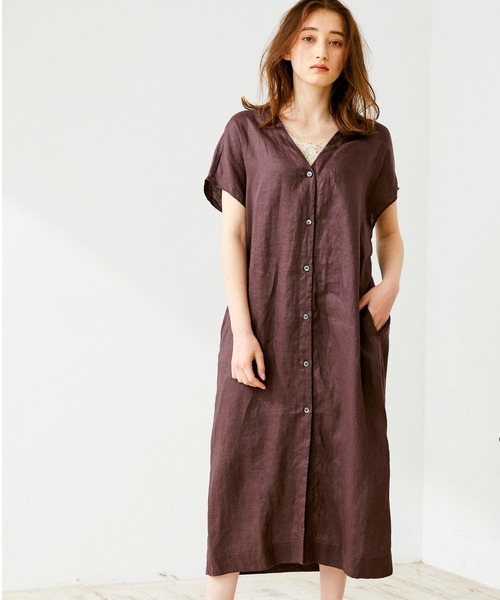 12Twelve Agenda(トゥエルブ アジェンダ)の「ウォッシャブル前後2WAYリネンワンピース(シャツワンピース・レディース・ブラウン/ペールイエロー・M)」の12枚目の写真