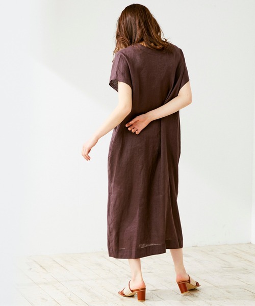 12Twelve Agenda(トゥエルブ アジェンダ)の「ウォッシャブル前後2WAYリネンワンピース(シャツワンピース・レディース・ブラウン/ペールイエロー・M)」の11枚目の写真