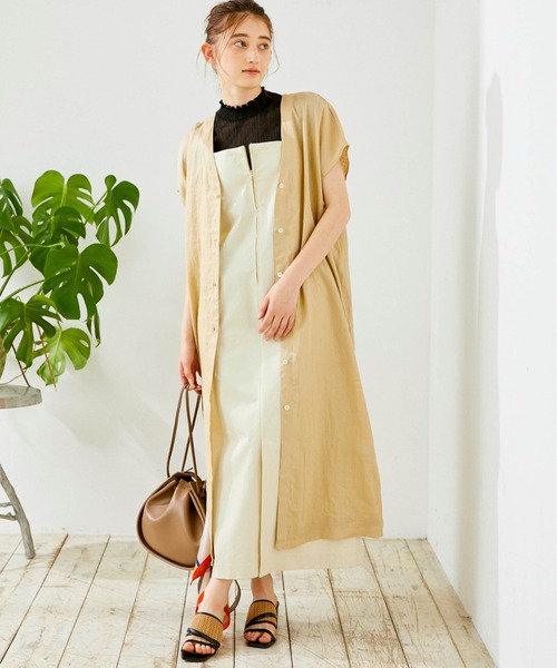 12Twelve Agenda(トゥエルブ アジェンダ)の「ウォッシャブル前後2WAYリネンワンピース(シャツワンピース・レディース・ブラウン/ペールイエロー・M)」の13枚目の写真