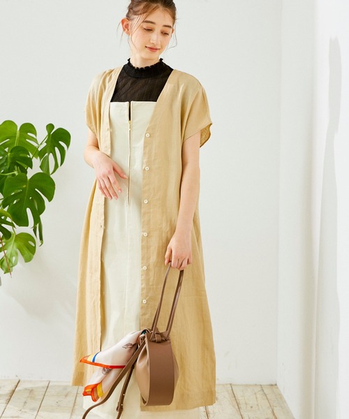 12Twelve Agenda(トゥエルブ アジェンダ)の「ウォッシャブル前後2WAYリネンワンピース(シャツワンピース・レディース・ブラウン/ペールイエロー・M)」の14枚目の写真