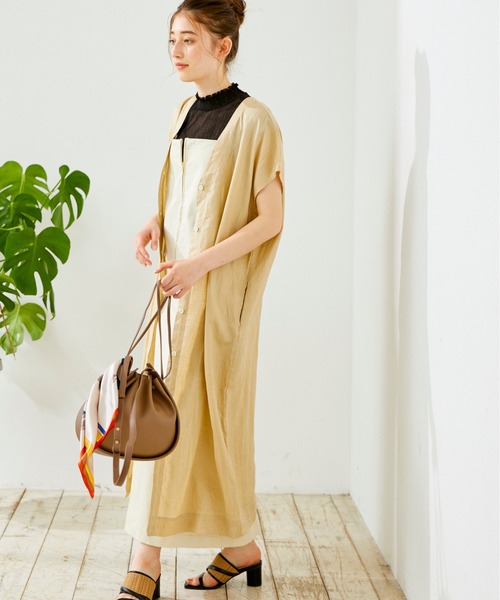 12Twelve Agenda(トゥエルブ アジェンダ)の「ウォッシャブル前後2WAYリネンワンピース(シャツワンピース・レディース・ブラウン/ペールイエロー・M)」の7枚目の写真