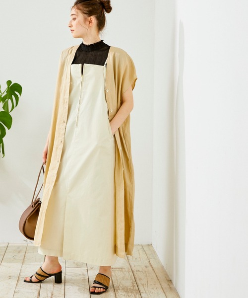 12Twelve Agenda(トゥエルブ アジェンダ)の「ウォッシャブル前後2WAYリネンワンピース(シャツワンピース・レディース・ブラウン/ペールイエロー・M)」の9枚目の写真