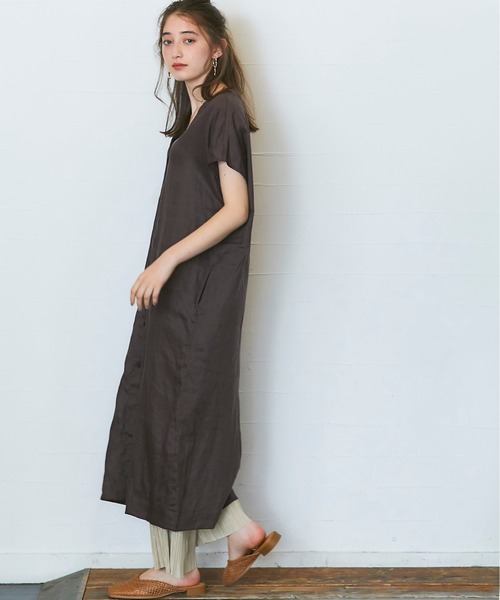 12Twelve Agenda(トゥエルブ アジェンダ)の「ウォッシャブル前後2WAYリネンワンピース(シャツワンピース・レディース・ブラウン/ペールイエロー・M)」の19枚目の写真
