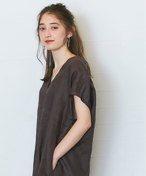 12Twelve Agenda(トゥエルブ アジェンダ)の「ウォッシャブル前後2WAYリネンワンピース(シャツワンピース・レディース・ブラウン/ペールイエロー・M)」の16枚目の写真