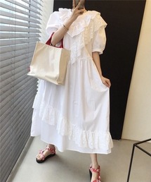 FREE STYLISTS | 刺繍フリル　ロングワンピース(ワンピース)