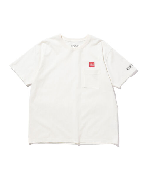 B:MING by BEAMS(ビーミングバイビームス)の「Manhattan Portage / ポケット付き ロゴクルーネックTシャツ(Tシャツ/カットソー・メンズ・ホワイト/ブラック/サックスブルー・SMALL/MEDIUM/LARGE)」の7枚目の写真