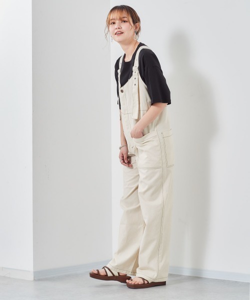 cepo（セポ）の「リネンミックス　ステッチサロペット（サロペット/オーバーオール・レディース・チャコールグレー/オフホワイト・M）」の12枚目の写真