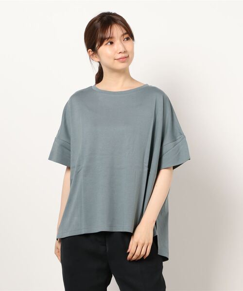 earth music&ecology（アースミュージックアンドエコロジー）の「スムースポンチョ風Tシャツ ＊（Tシャツ/カットソー・レディース・ブラック/グレイッシュベージュ/ピンク/オフホワイト/チャコールグレー/ミント・FREE）」の7枚目の写真