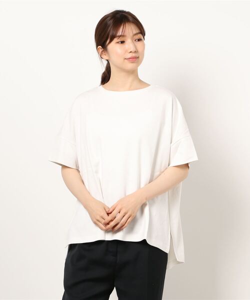 earth music&ecology（アースミュージックアンドエコロジー）の「スムースポンチョ風Tシャツ ＊（Tシャツ/カットソー・レディース・ブラック/グレイッシュベージュ/ピンク/オフホワイト/チャコールグレー/ミント・FREE）」の10枚目の写真