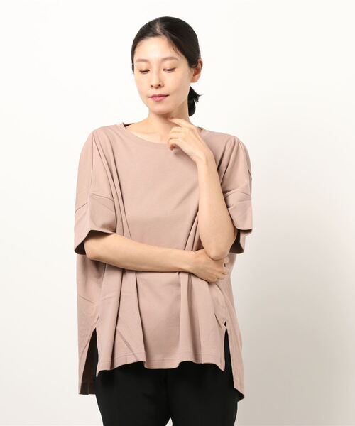 earth music&ecology（アースミュージックアンドエコロジー）の「スムースポンチョ風Tシャツ ＊（Tシャツ/カットソー・レディース・ブラック/グレイッシュベージュ/ピンク/オフホワイト/チャコールグレー/ミント・FREE）」の13枚目の写真