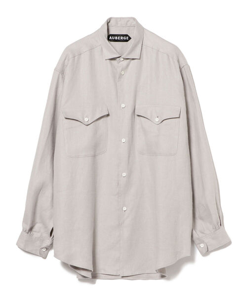AUBERGE × Demi-Luxe BEAMS / タグ付/CEZANNE BROSSE/長袖シャツ/42/リネン/GRY/レディース AUBERGE × Demi-Luxe BEAMS/ 別注 CEZANNE BROSSE リネンシャツ