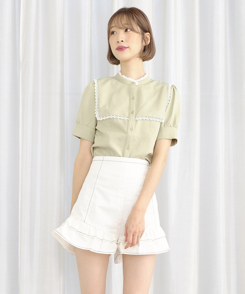 TITTY&CO.（ティティーアンドコー）の「ダブルフリルデニムパンツ（デニムパンツ・レディース・オフホワイト/インディゴブルー・SMALL/MEDIUM）」の2枚目の写真