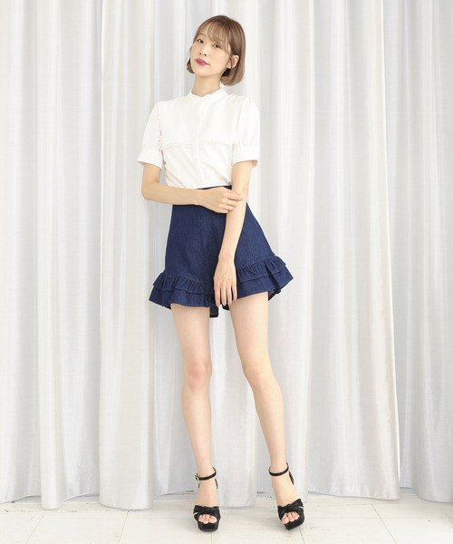 TITTY&CO.（ティティーアンドコー）の「ダブルフリルデニムパンツ（デニムパンツ・レディース・オフホワイト/インディゴブルー・SMALL/MEDIUM）」の13枚目の写真