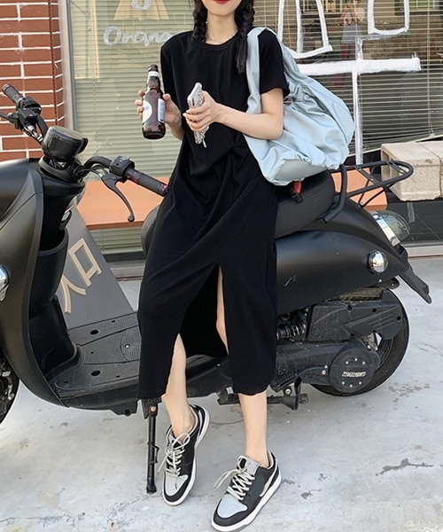 セール クロスサイドスリット カットソー ロングtシャツ ワンピース Ama ワンピース Gossip ロサンゼルス ゴシップロサンゼルス のファッション通販 Zozotown