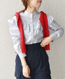 SHIPS any（シップス エニィ）の「SHIPS any:〈接触冷感・吸水速乾〉ヨーク フリル ロングスリーブ ブラウス（シャツ/ブラウス）」
