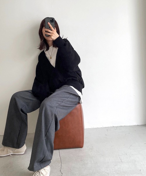 CANAL JEAN（キャナルジーン）の「RED CHOP WORKS(レッドチョップワークス) Vネックスウェット（スウェット・レディース・ブラック/グレー・38）」の7枚目の写真