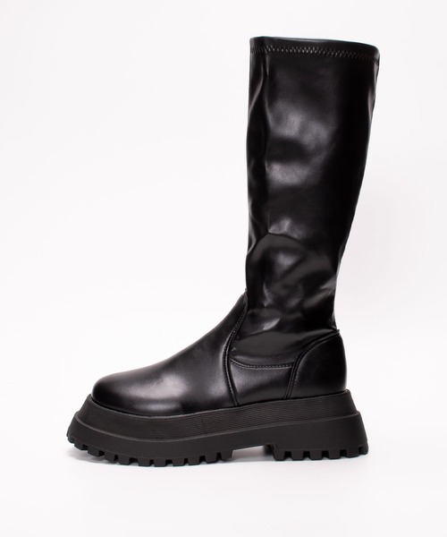SVEC（シュベック）の「チャンキーソール ストレッチ ロングブーツ / インサイドジップ（ブーツ・レディース・ブラック・36/38/39/37/35/40）」の2枚目の写真