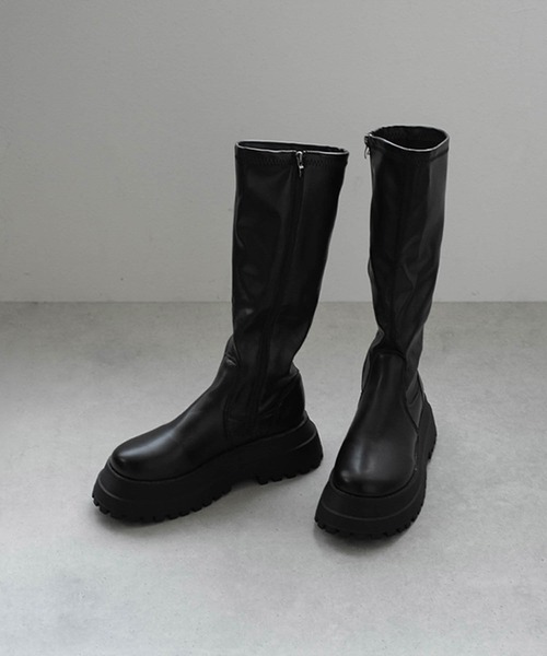 SVEC(シュベック)の「チャンキーソール ストレッチ ロングブーツ SVEC(シュベック)の「チャンキーソール ストレッチ ロングブーツ