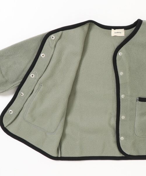 undeny.（アンディニ－）の「undeny.  フリースノーカラージャケット（ノーカラージャケット・キッズ・ブラック/ベージュ/カーキ・S/M/L/XL）」の5枚目の写真