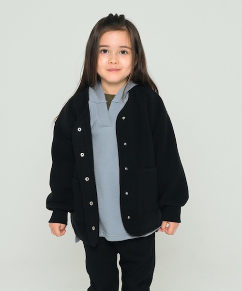 undeny.（アンディニ－）の「undeny.  フリースノーカラージャケット（ノーカラージャケット・キッズ・ブラック/ベージュ/カーキ・S/M/L/XL）」の2枚目の写真