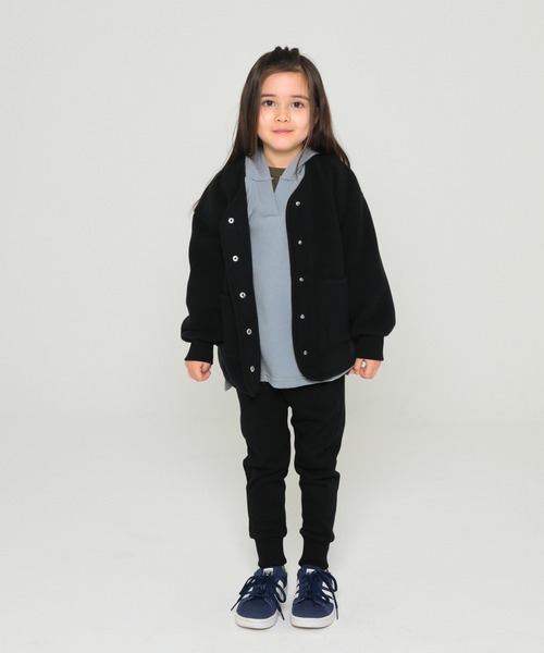 undeny.（アンディニ－）の「undeny.  フリースノーカラージャケット（ノーカラージャケット・キッズ・ブラック/ベージュ/カーキ・S/M/L/XL）」の6枚目の写真