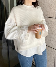 Meli rich | レイヤードに。クルーネックサイドスリットベスト(ベスト)