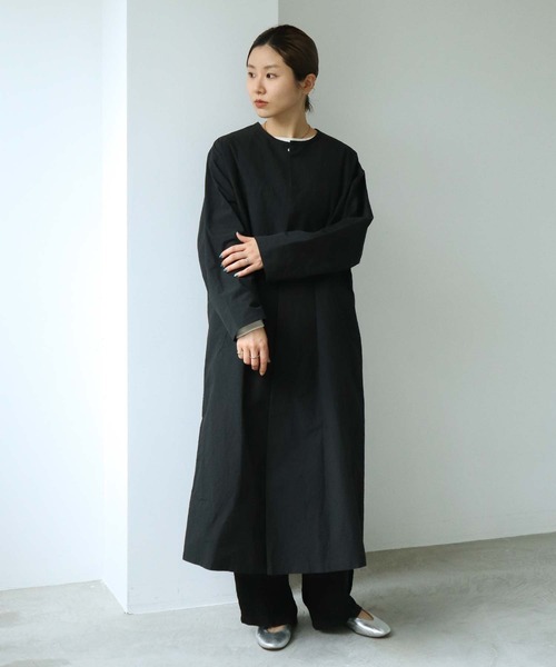 nitca(ニトカ)の「C/Nyハイカウントウェザー クルーロングコート(その他アウター・レディース・カーキ/ブラック・FREE)」の2枚目の写真