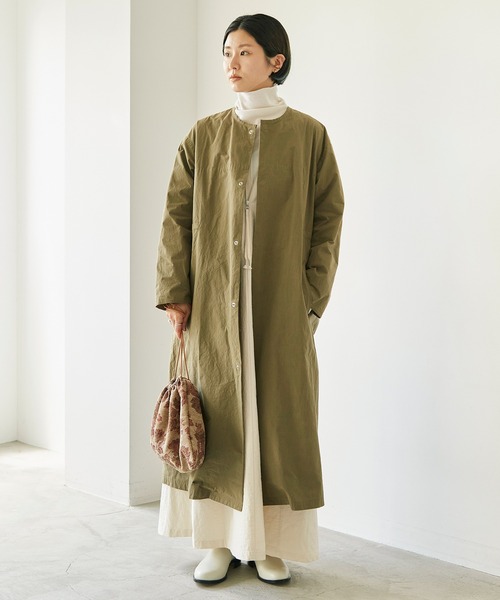 nitca(ニトカ)の「C/Nyハイカウントウェザー クルーロングコート(その他アウター・レディース・カーキ/ブラック・FREE)」の11枚目の写真