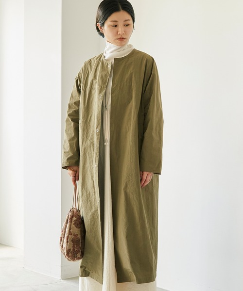 nitca(ニトカ)の「C/Nyハイカウントウェザー クルーロングコート(その他アウター・レディース・カーキ/ブラック・FREE)」の3枚目の写真